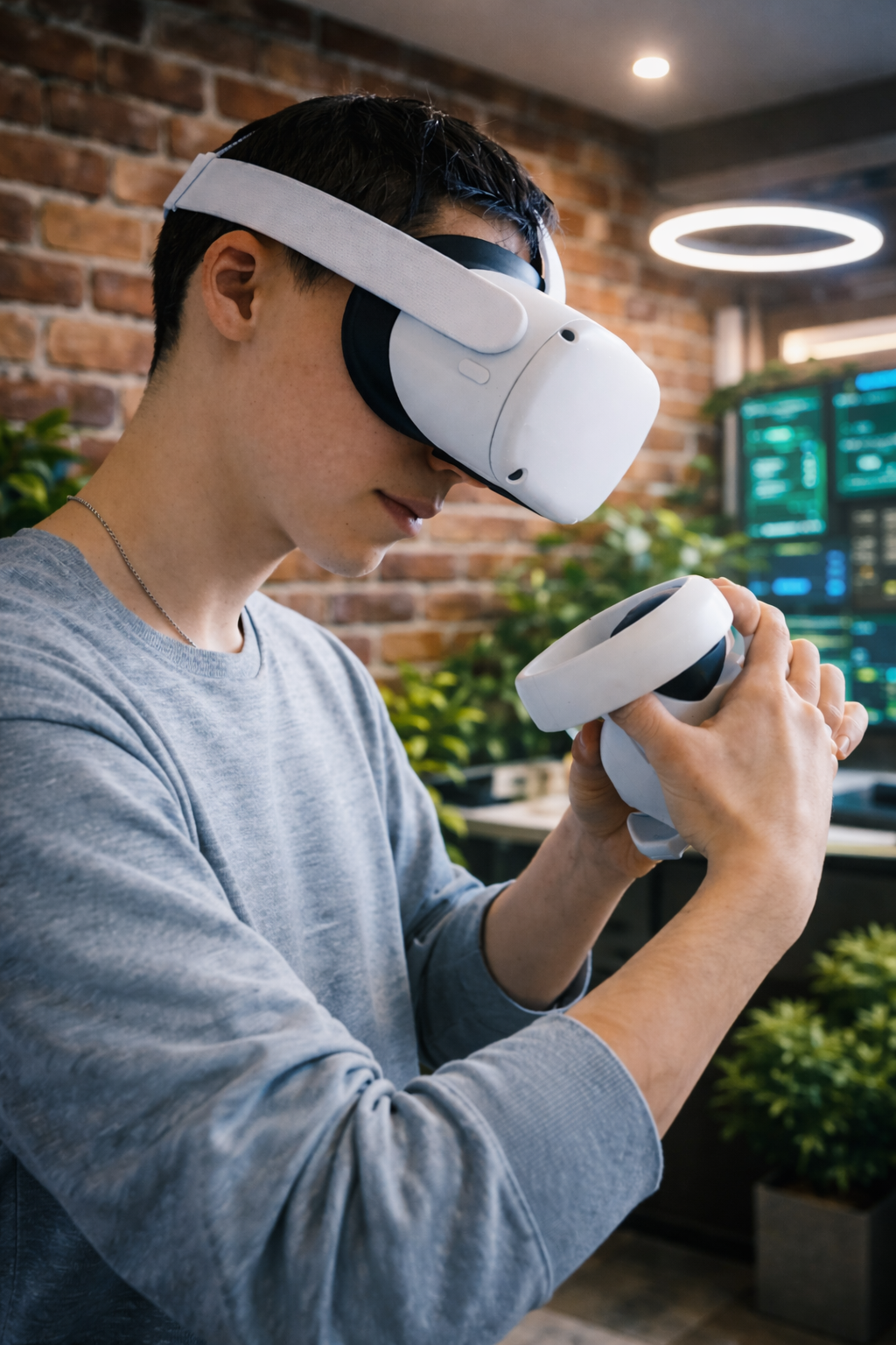 Élève utilisant un casque de réalité virtuelle